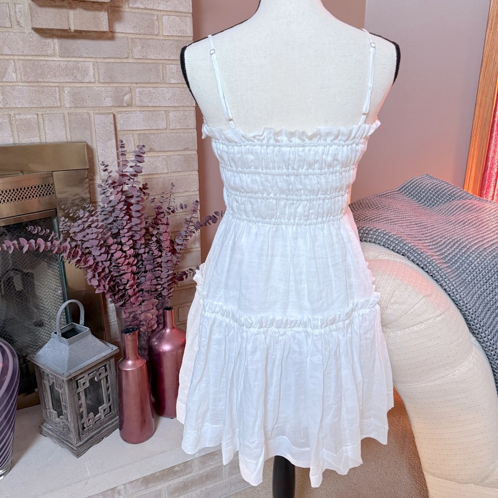 A Loves A Smocked Babydoll Mini Dress - White - Picture 6 of 9